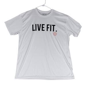 LVFT Live Fit Apparel T-Shirt Men's X-Large White Graphic Logo Spellout Fitness